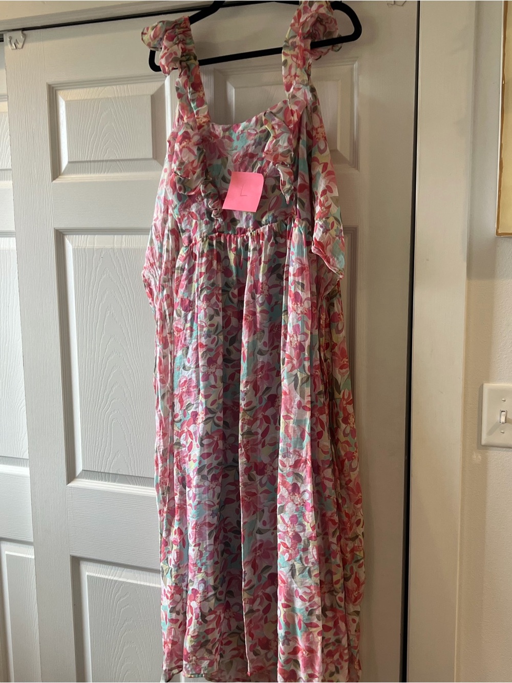 Floral Ruffle Strap Sundress in Pink and Mint